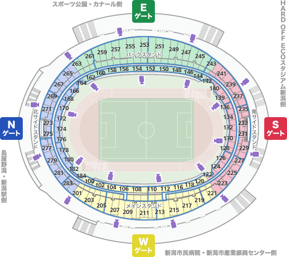 座席案内 スタンド案内 デンカビッグスワンスタジアム